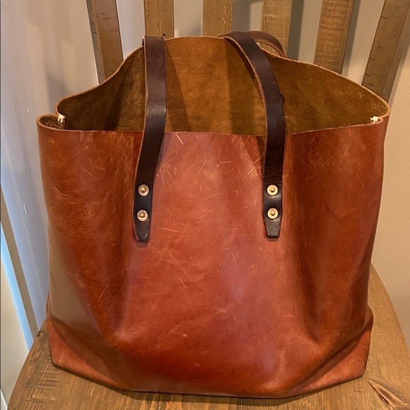 Whipping Post large Leather Classic Brown Tote. True heavy leather. - Picture 2 of 11